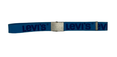 Levi’s textilní unisex pásek v modré s nápisem - 2