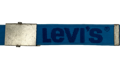 Levi’s textilní unisex pásek v modré s nápisem - 3